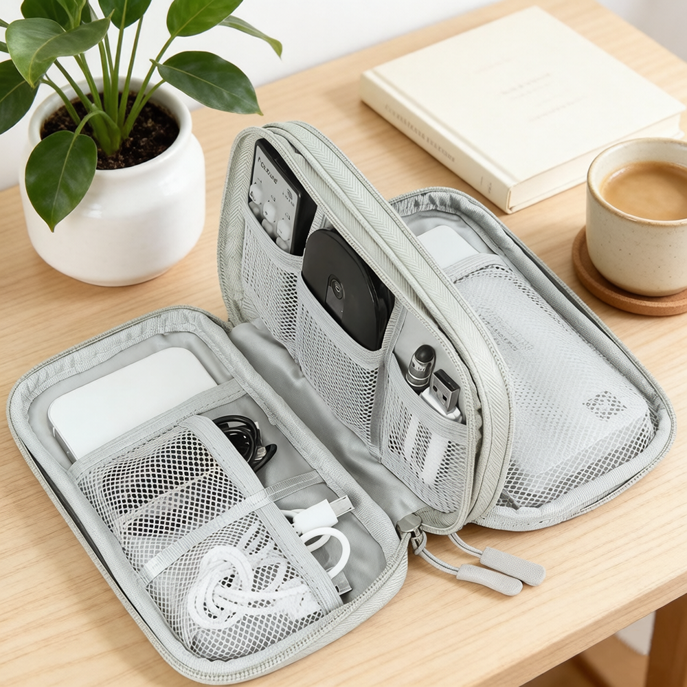 Travel Accessories Electronics - Portable Double Layer Electronic Organizer Bag,
