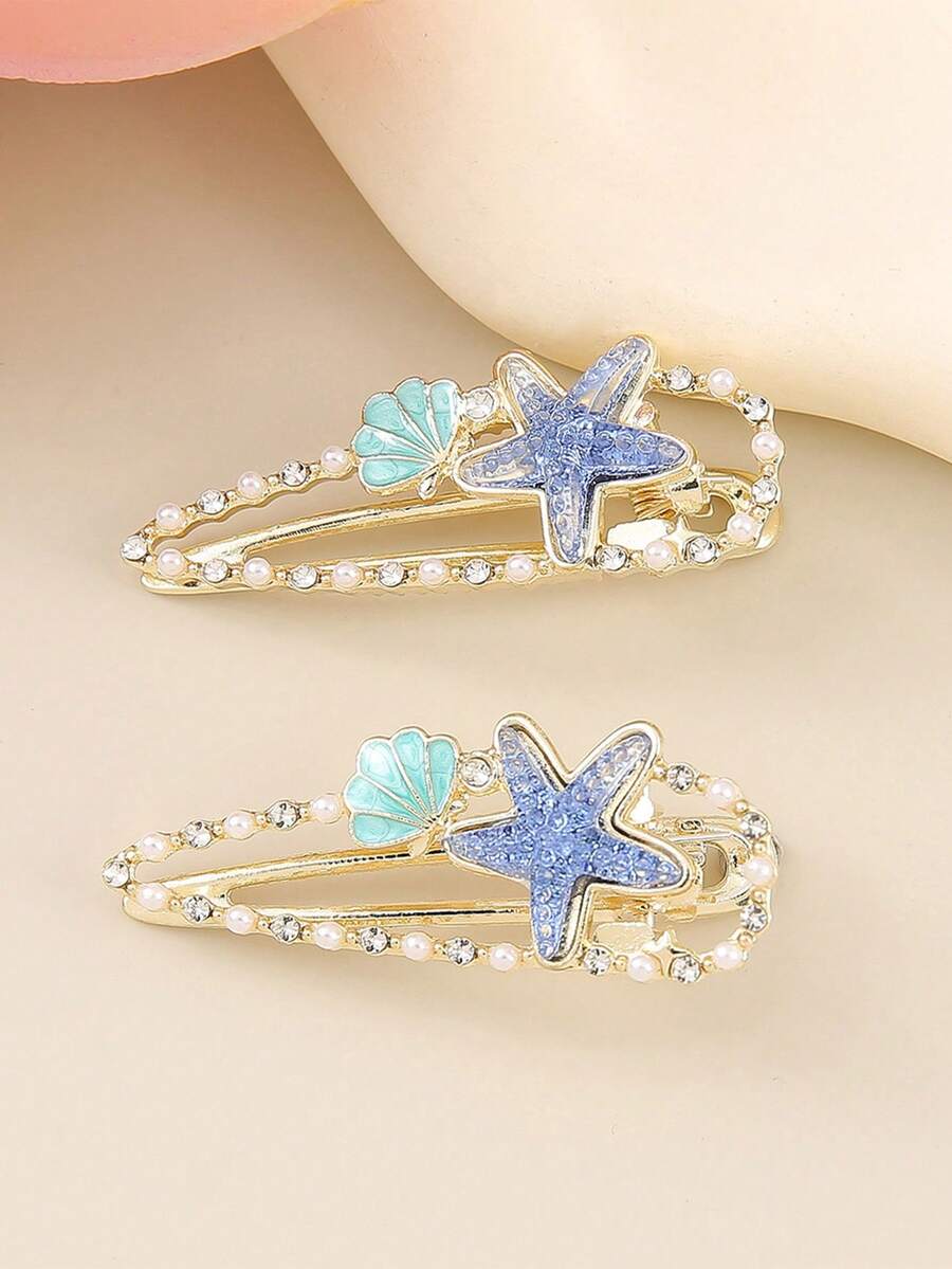 Travel Access - 1pc Cute Starfish Hair Clip, Blue