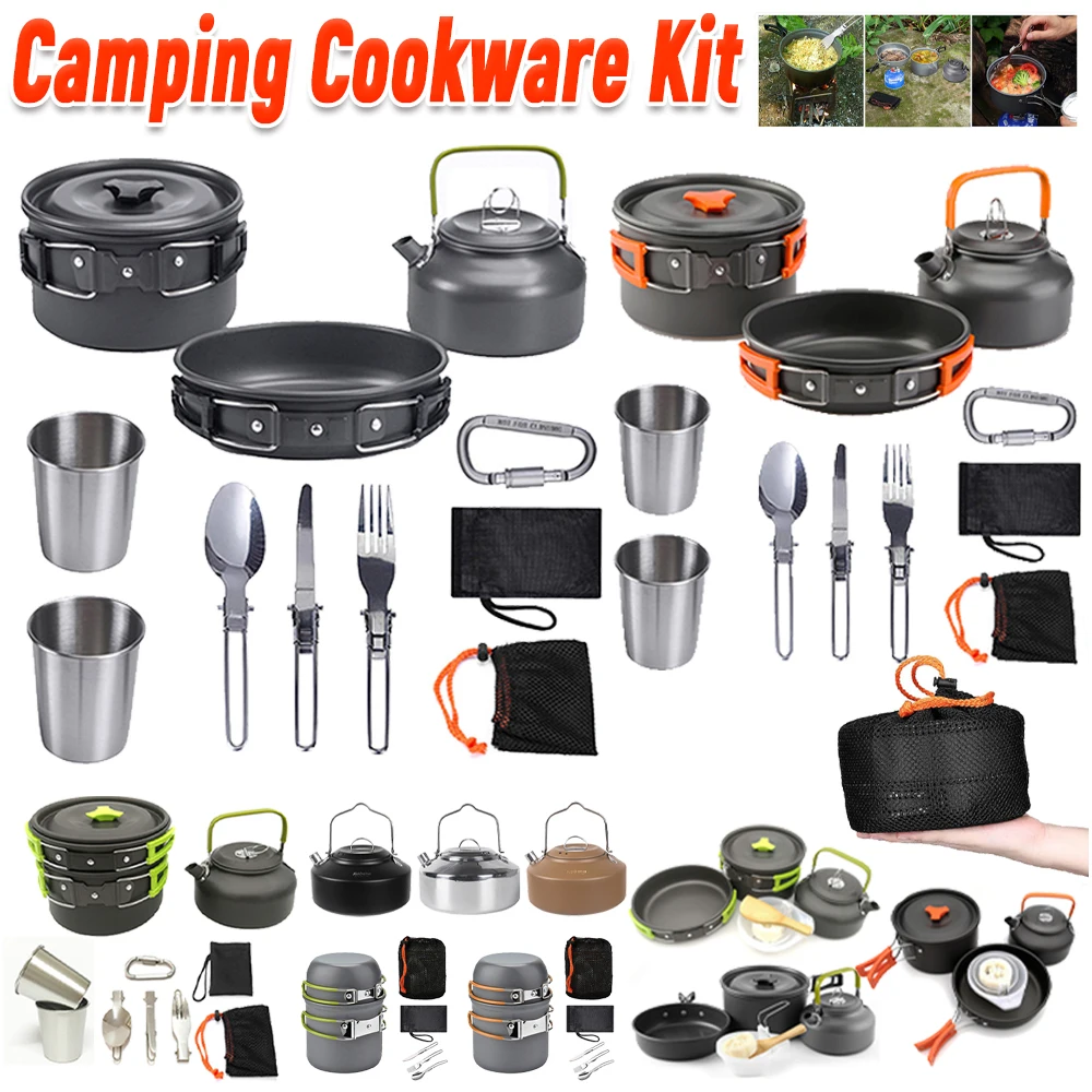 Portable Travel Kettle - Camping Cookware Kit Kettle Pot Pan