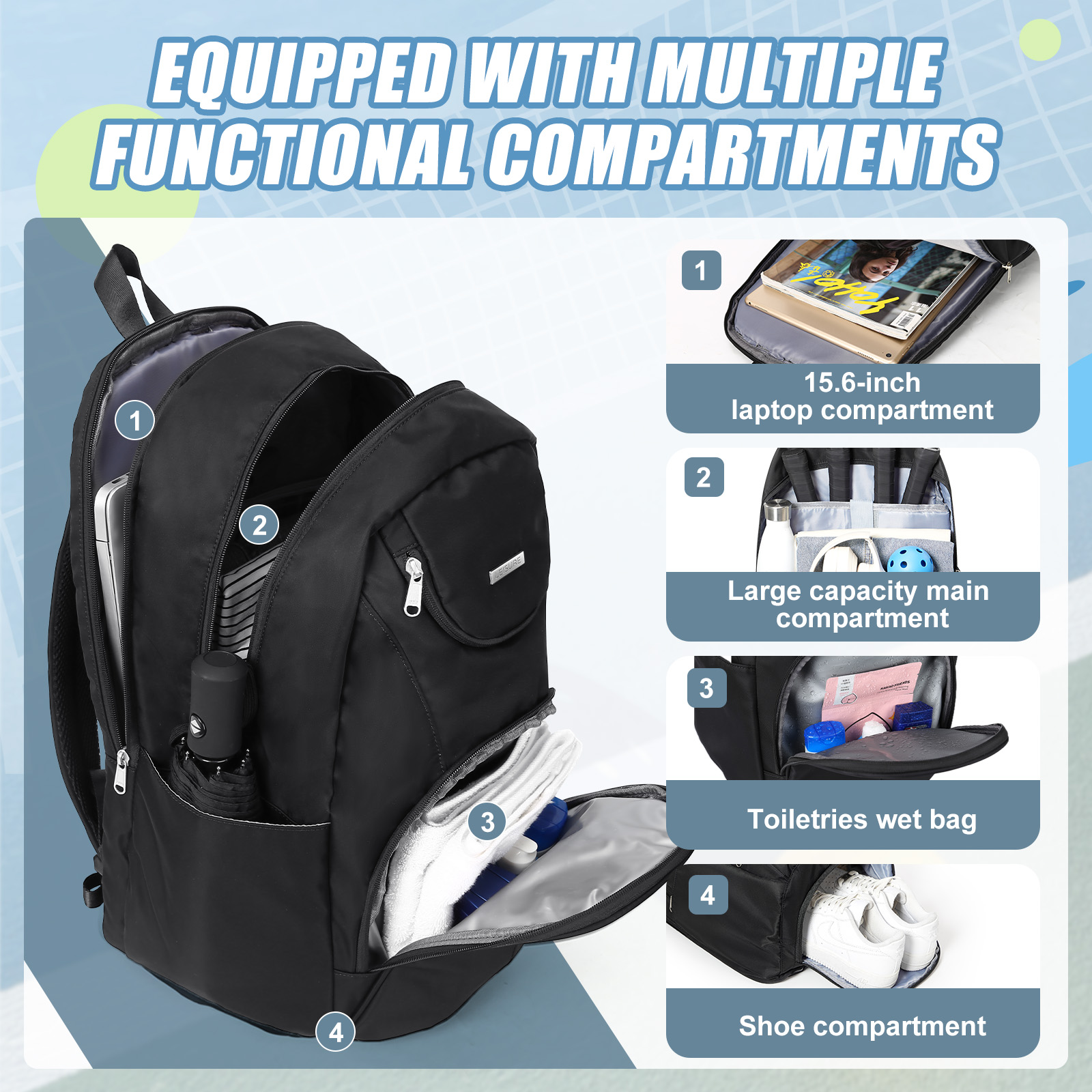 Tennis Bag Tennis Backpack 2 R - Shoe Bag Travel ulasan dan harga