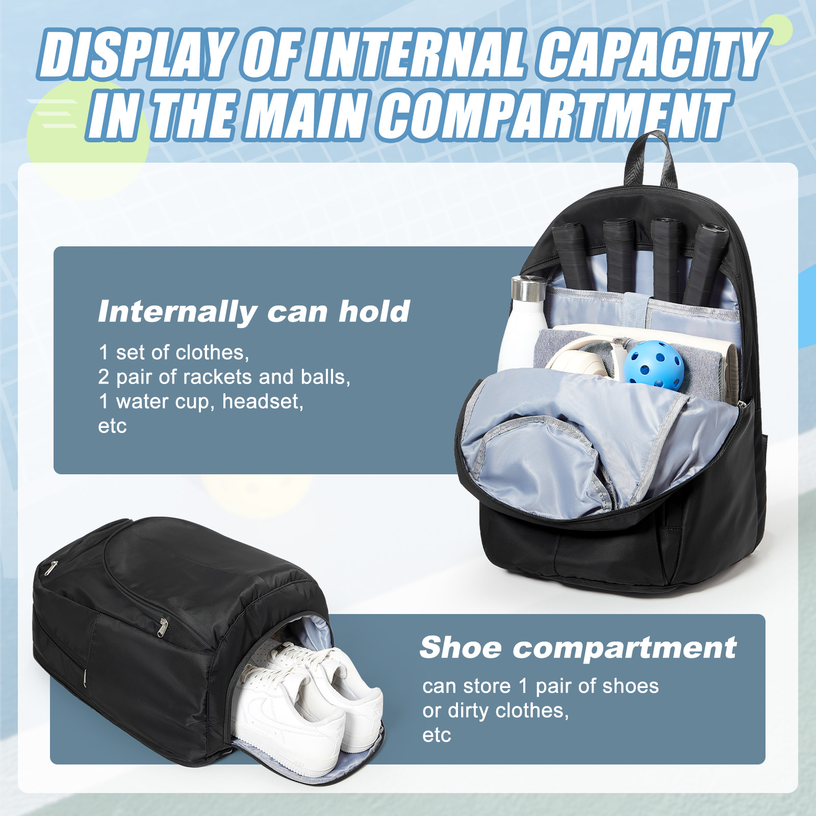 Tennis Bag Tennis Backpack 2 R - Shoe Bag Travel ulasan dan harga