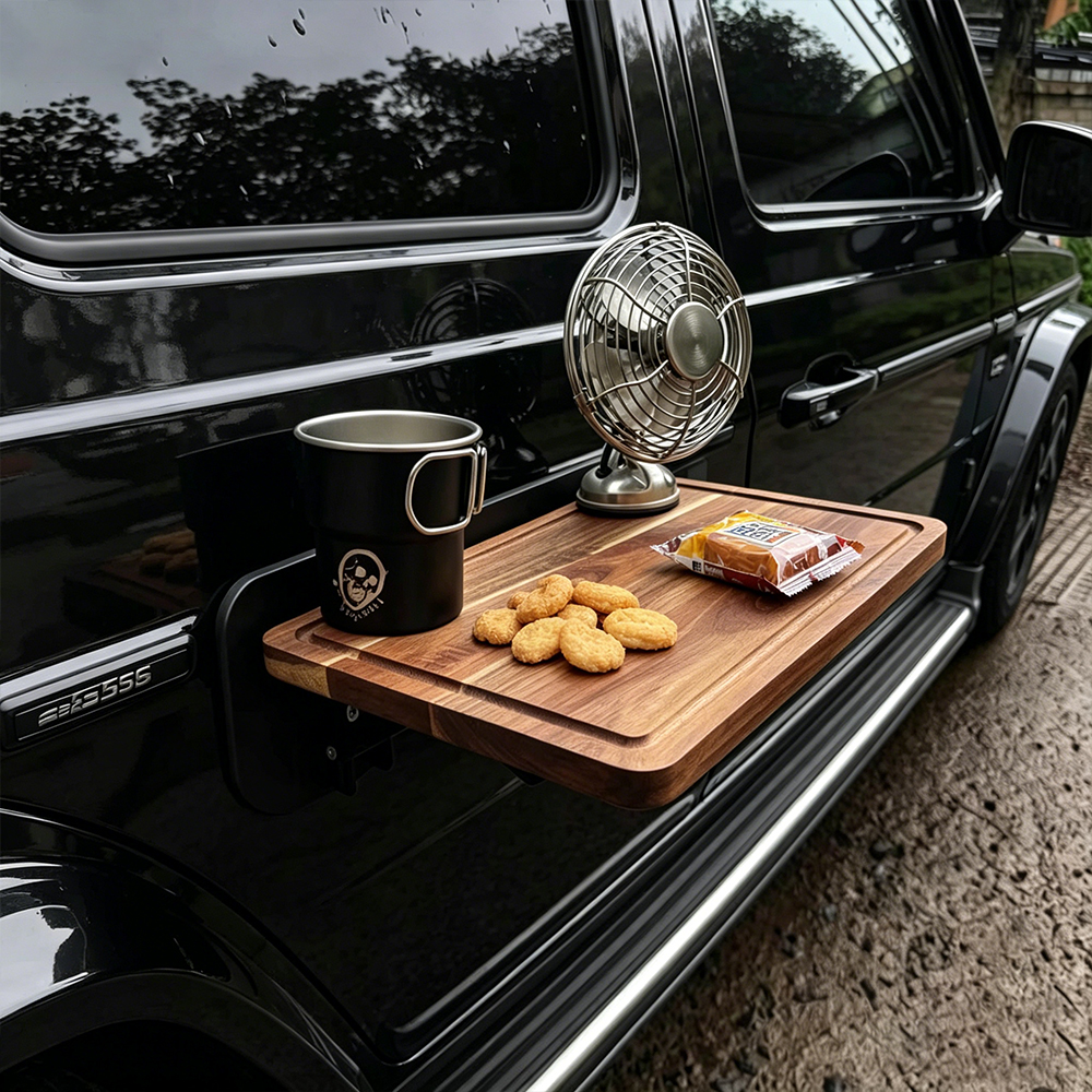1PC Car Side Folding Wooden Ta - Travel Accessories Holder ulasan dan harga