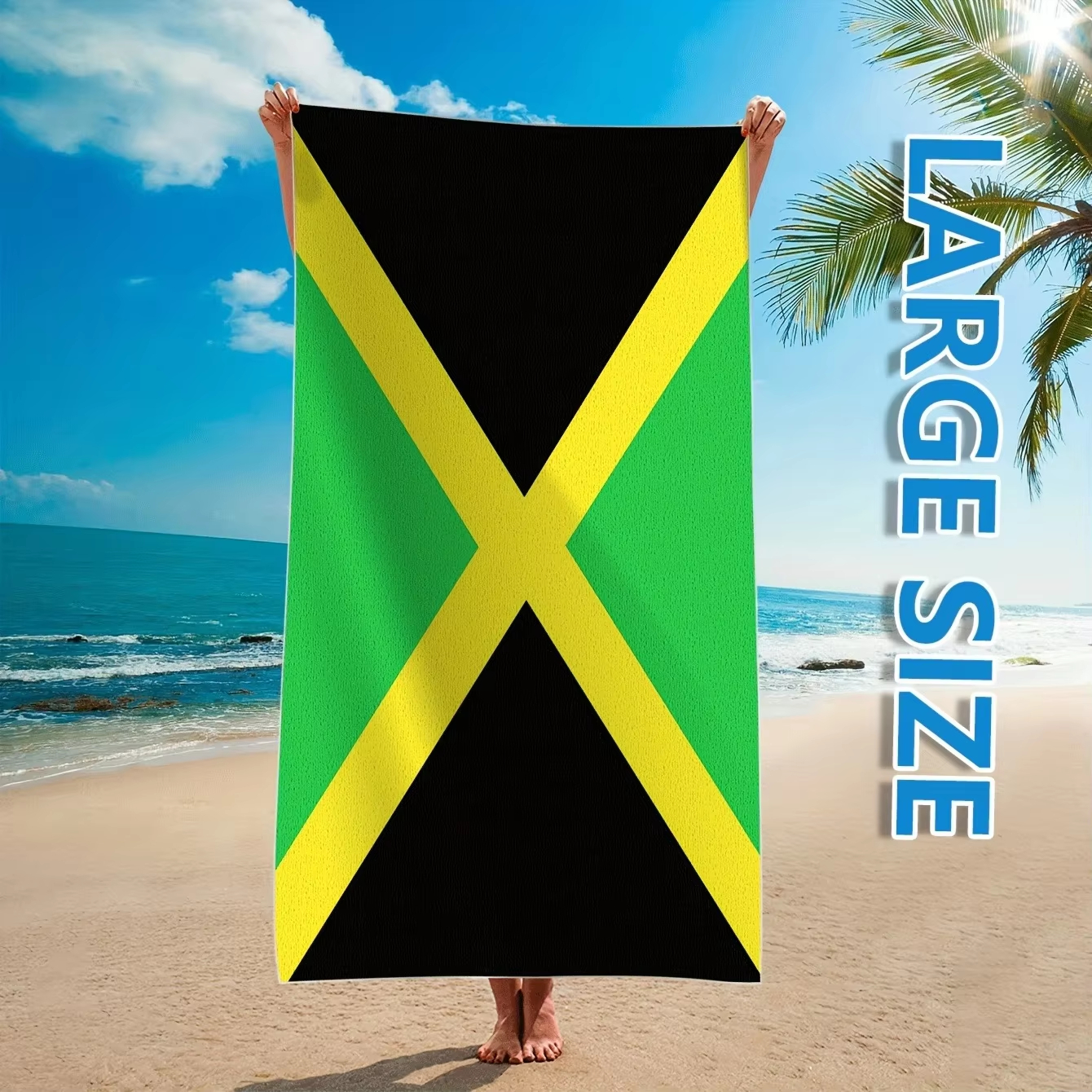 Jamaica Flag Beach Towel Flat  - Travel Accessories For Jamaica ulasan dan harga