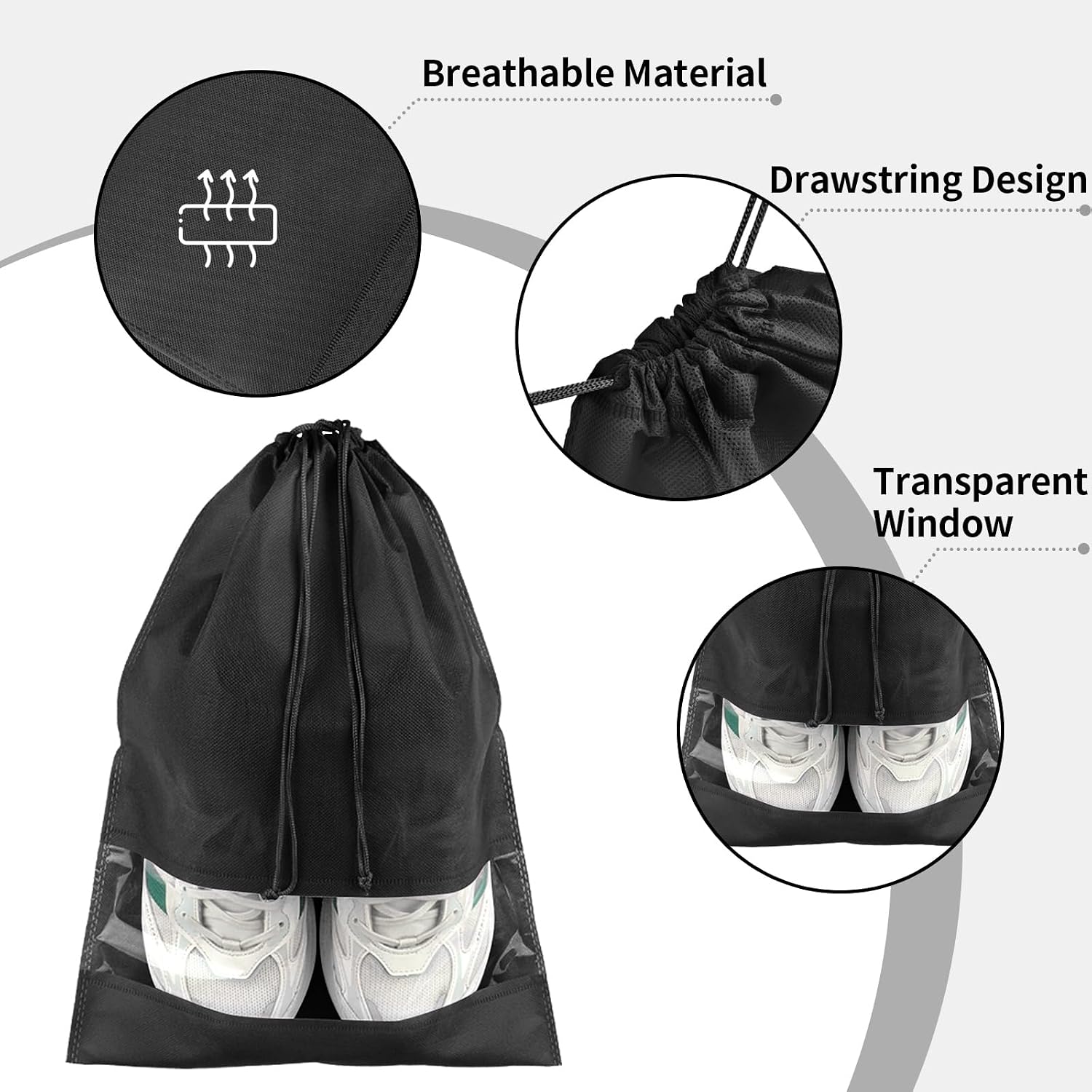 5 Pcs Large Black Travel Shoe  - Shoe Bag Travel ulasan dan harga