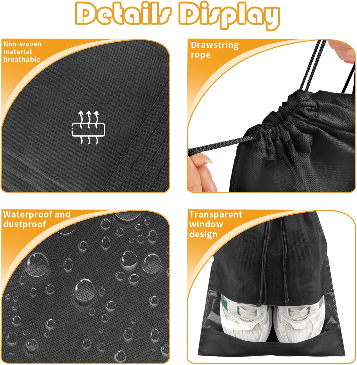 5 Pcs Large Black Travel Shoe  - Shoe Bag Travel ulasan dan harga