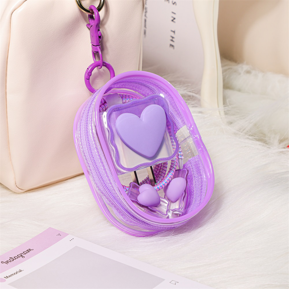 6PCS Love Heart Charger Cover  - Travel Accessories Kit Bag ulasan dan harga