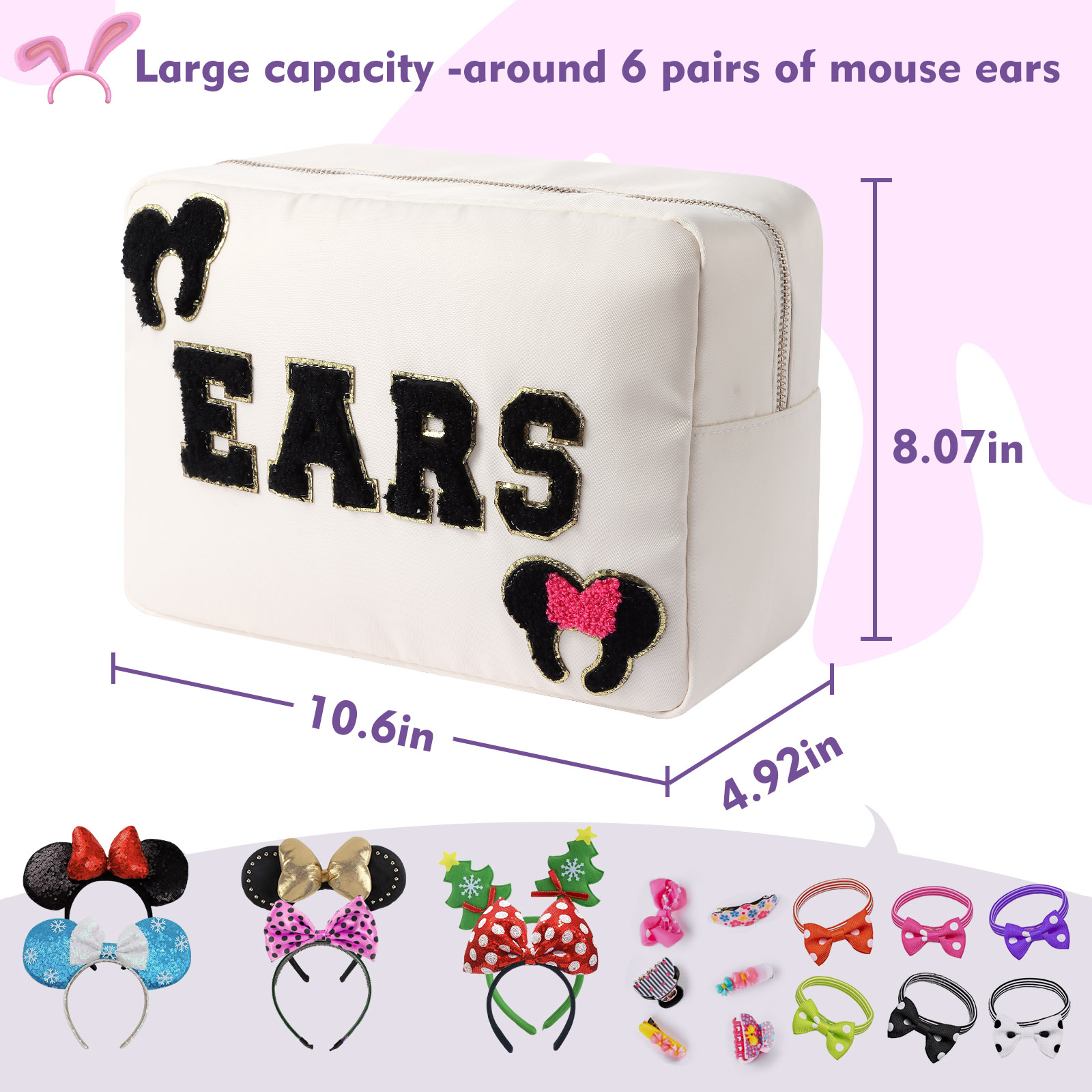 Mouse Ear Headband Storage Bag - Travel Accessories Gifts For Women ulasan dan harga