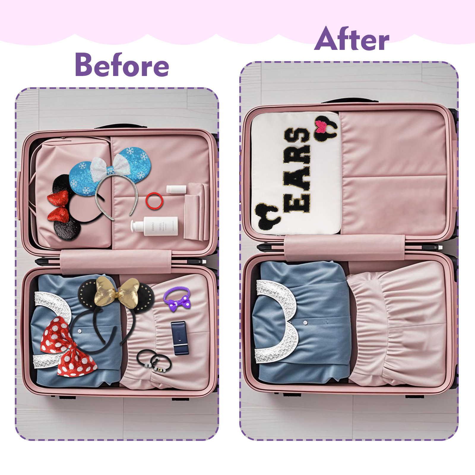 Mouse Ear Headband Storage Bag - Travel Accessories Gifts For Women ulasan dan harga